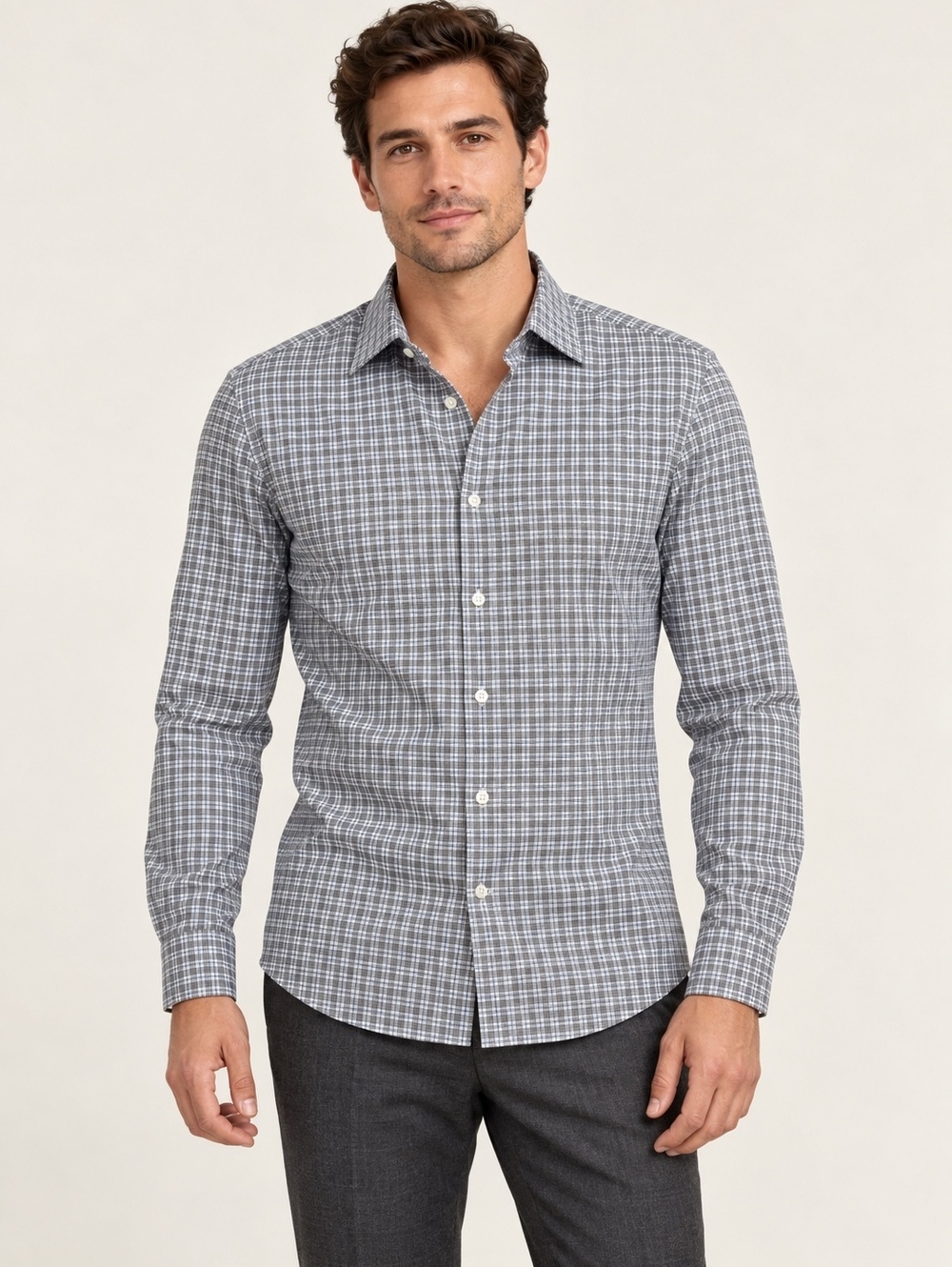 BOSS Hugo Boss Slim Fit Stretch Plaid Dress Shirt Men’s M 39 15.5
